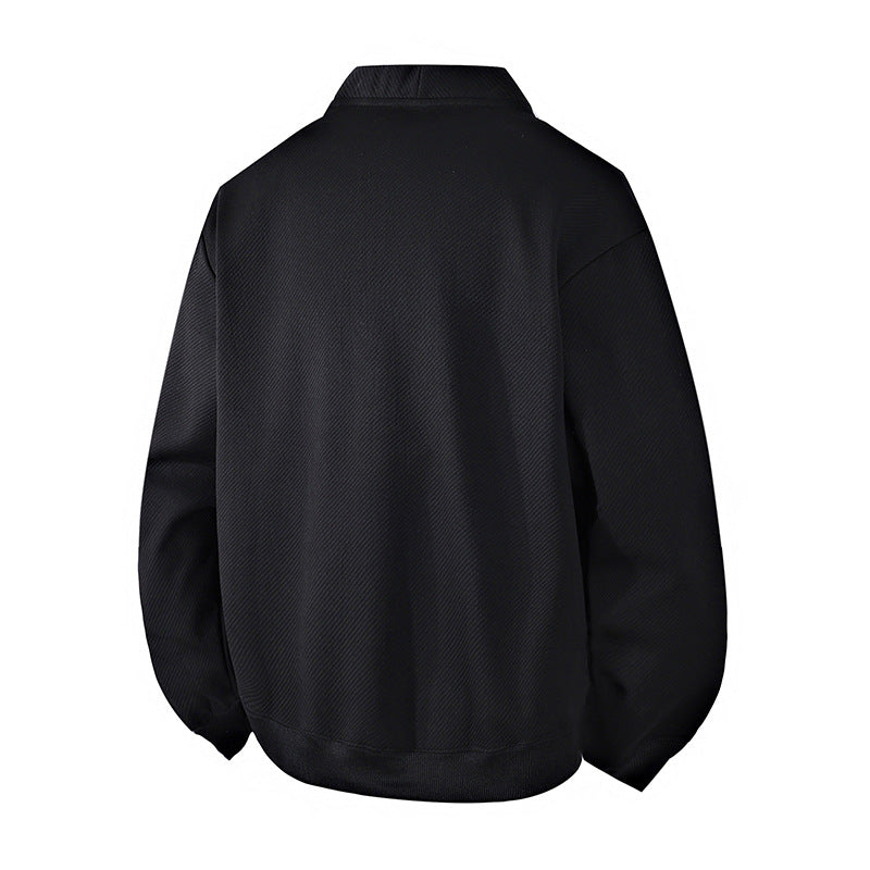 Herren strukturierter Strick-Cardigan-Blouson mit durchgehender Knopfleiste und aufgesetzten Eingrifftaschen EB