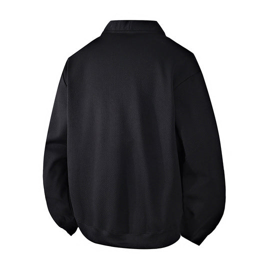 Herren strukturierter Strick-Cardigan-Blouson mit durchgehender Knopfleiste und aufgesetzten Eingrifftaschen EB