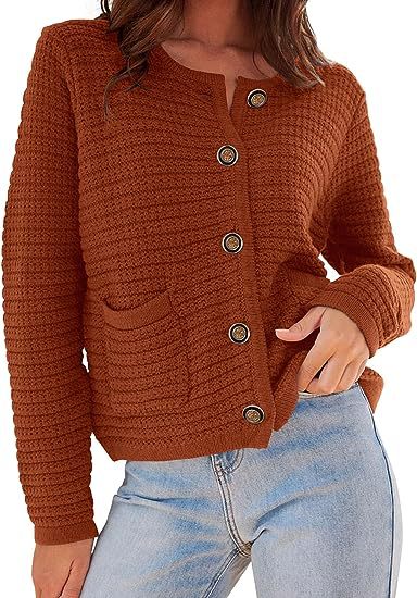 Damen Strickjacke mit dekorativen Knöpfen und praktischen Taschen EB