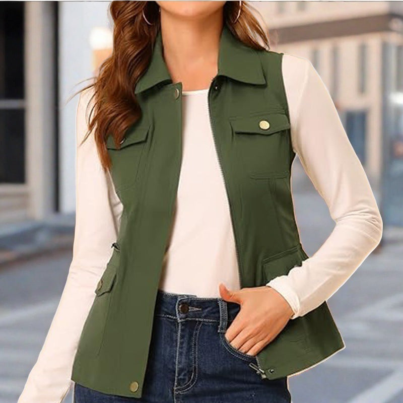 Damen stylische Weste mit praktischen Taschen EB