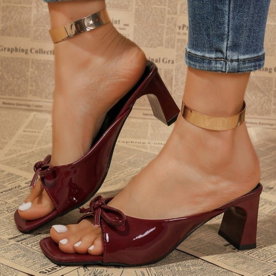 Damen Offene Absatzschuhe mit Schleifen-Detail EB