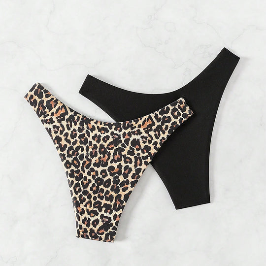Damen Bikinihöschen-Set mit anpassbarem Schnitt und modischem Tiermotiv EB