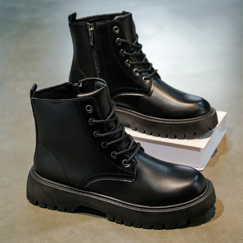 Damen Modische Lederboots mit praktischem Reißverschluss und robustem Profil EB