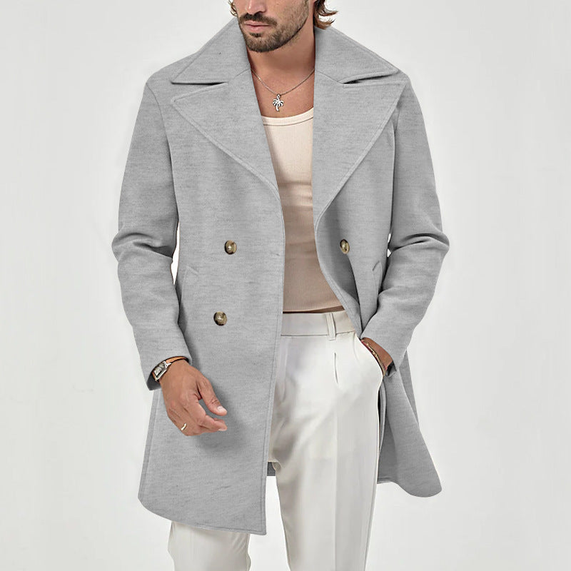 Herren eleganter Wollmantel mit doppelter Knopfleiste und modernem Schnitt EB