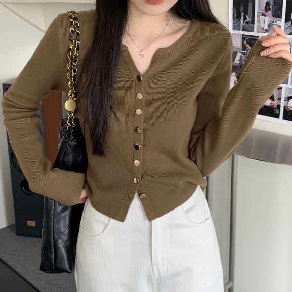 Damen Strickjacke mit perlmuttknöpfen EB