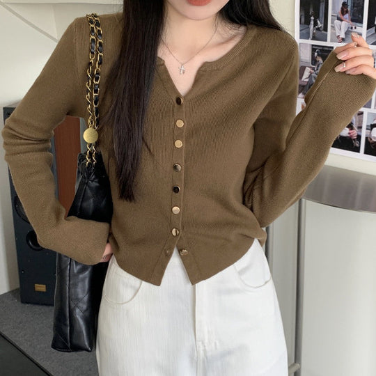 Damen Strickjacke mit perlmuttknöpfen EB