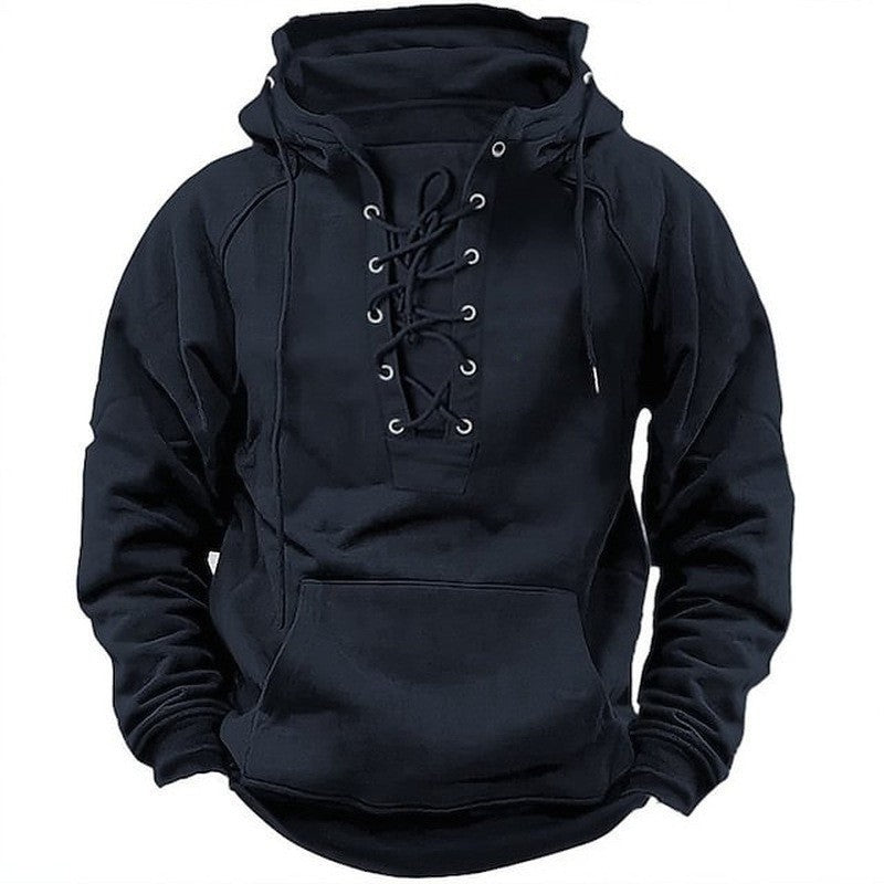 Herren Kapuzensweatshirt mit modischer Schnürung und weichem Innenfutter EB