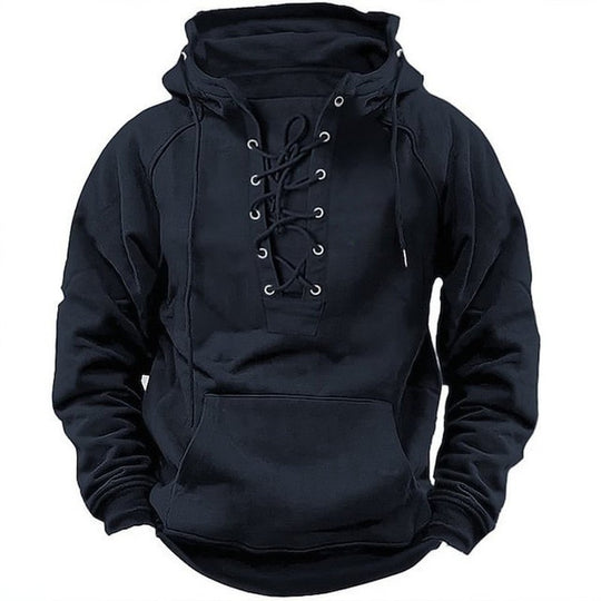 Herren Kapuzensweatshirt mit modischer Schnürung und weichem Innenfutter EB