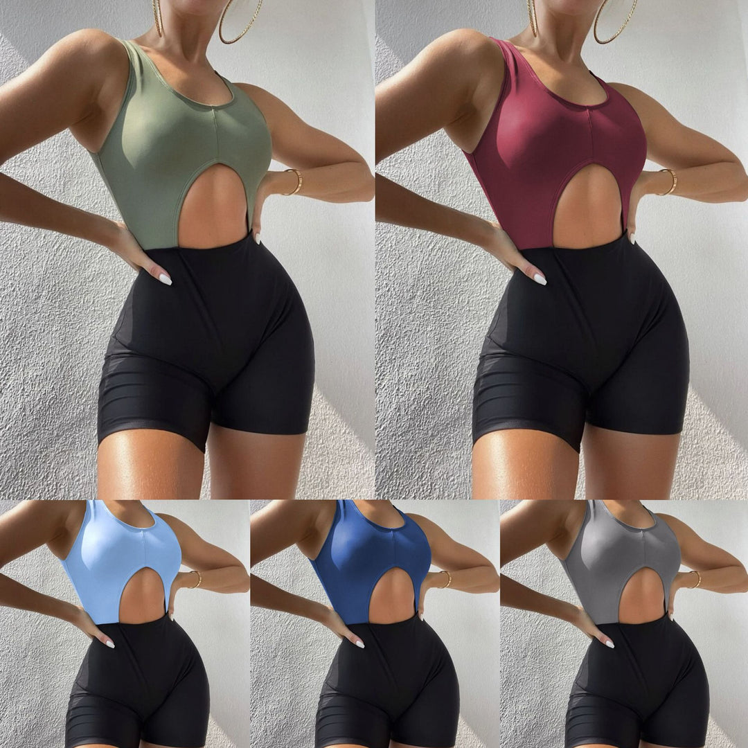 Damen Einteiliger Badeanzug mit aufregendem Cut-Out und Shorts EB