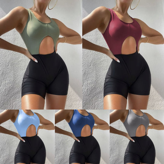 Damen Einteiliger Badeanzug mit aufregendem Cut-Out und Shorts EB
