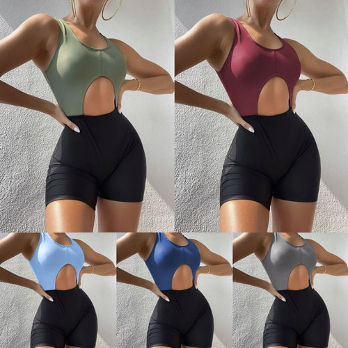 Damen Einteiliger Badeanzug mit aufregendem Cut-Out und Shorts EB