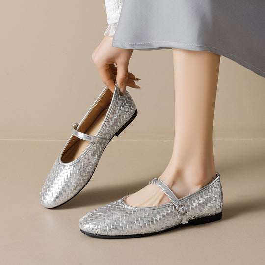 Damen Ballerinas mit modischem Riemen und eleganter Flechtoptik EB