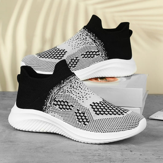 Damen Atmungsaktive Knöchelhohe Sneakers mit elastischem Strick-Obermaterial EB