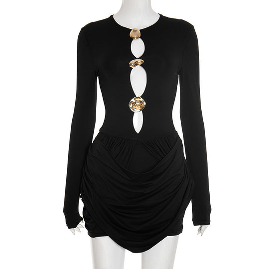 Damen elegantes Jumpsuit mit kreativen Cut-Outs und Raffungen EB
