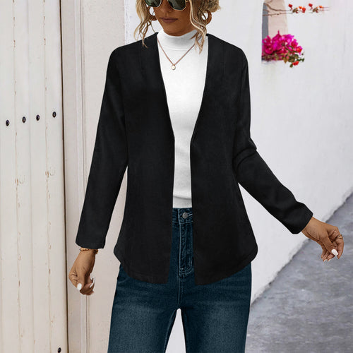 Damen Elegante Longjacke mit weichem Stoff und offenem Schnitt EB