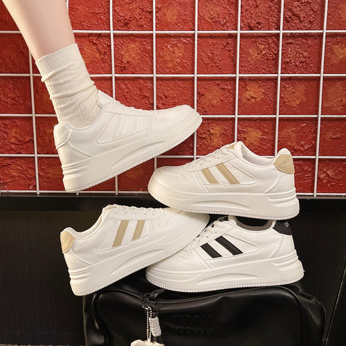 Damen Plattform Sneakers mit langlebiger Lederoberfläche und atmungsaktiver Dämpfung EB