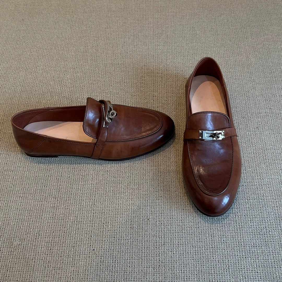 Damen elegante Mokassins mit modischer Schnallenverzierung EB