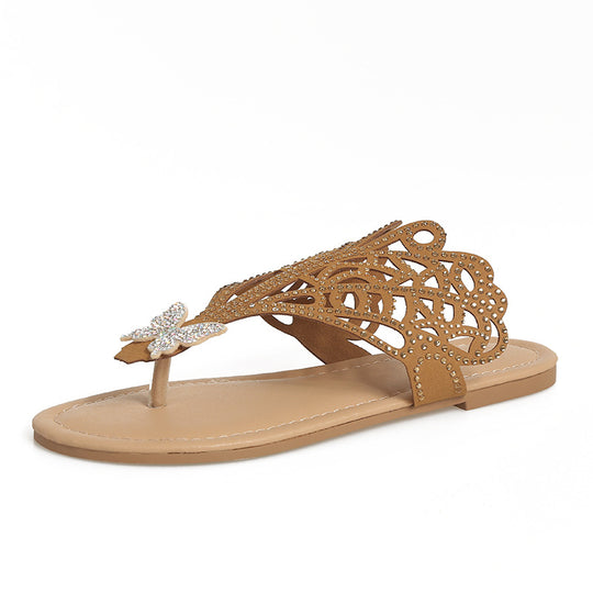 Damen elegante Riemchen Sandalen mit funkelnden Strassverzierungen und detaillierter Schnittführung EB