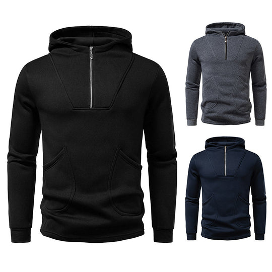 Herren Kapuzenpullover mit modernem Zipper und praktischen Taschen EB