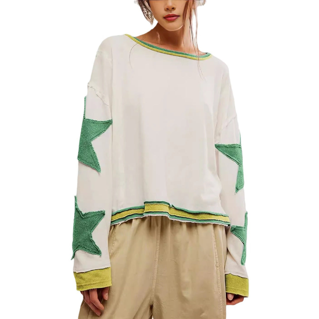 Damen lässiger Pullover mit Sternen-Design EB