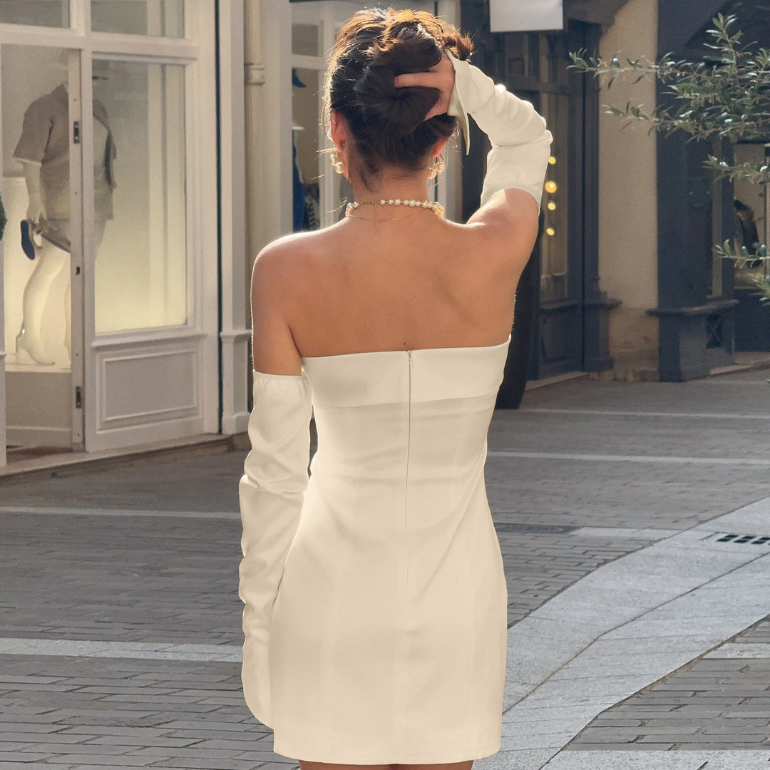 Damen Off-Shoulder Minikleid mit langen Ärmeln und elegantem Schnitt EB