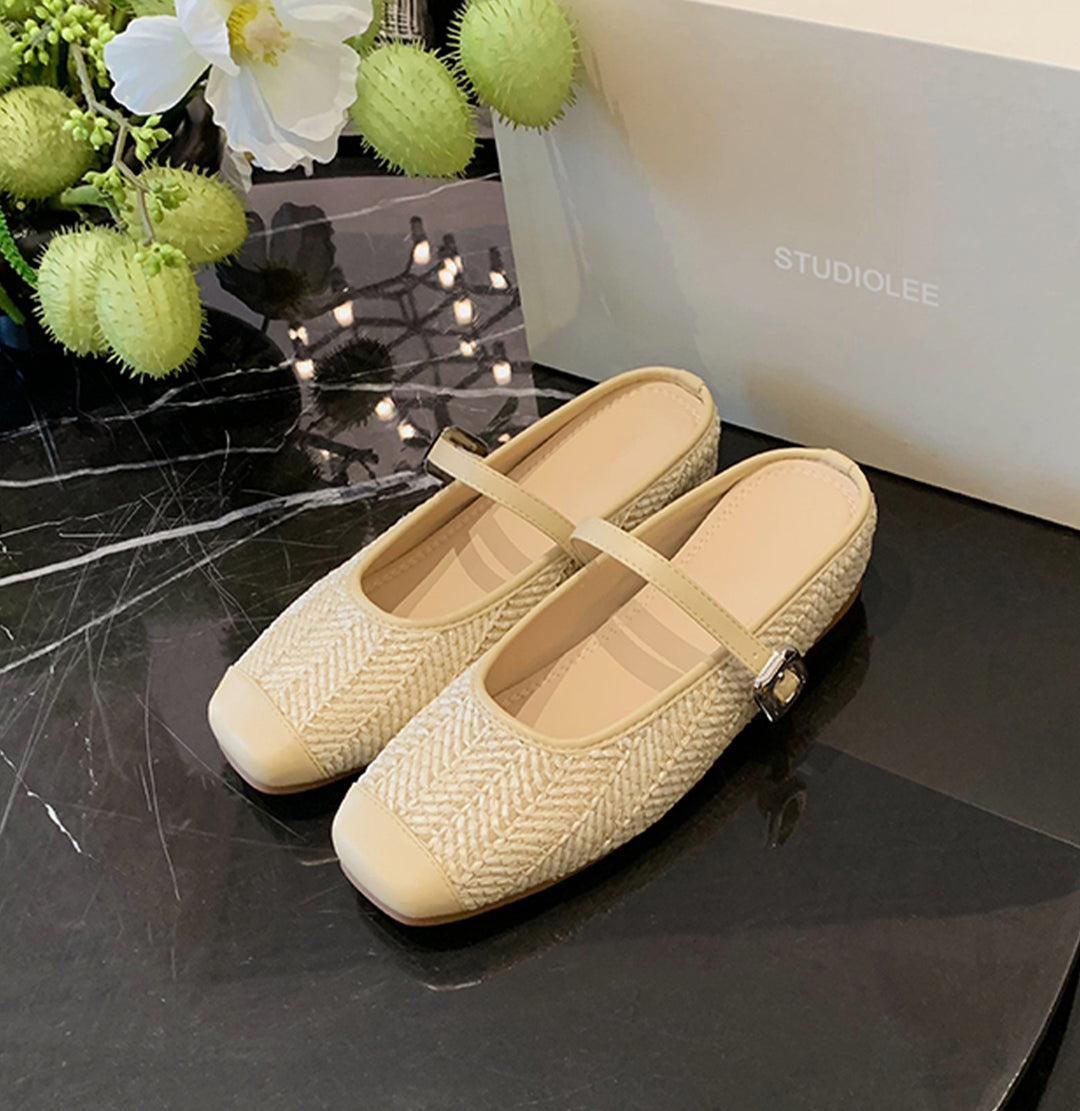 Damen Elegante Ballerinas mit modischem Riemchen und feiner Struktur EB