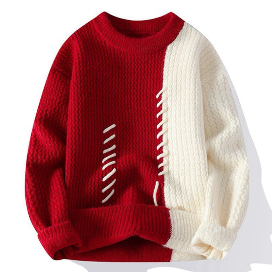 Unisex nan strukturierter Oversize-Strickpullover mit Zopfmuster und dekorativer Steppnaht EB