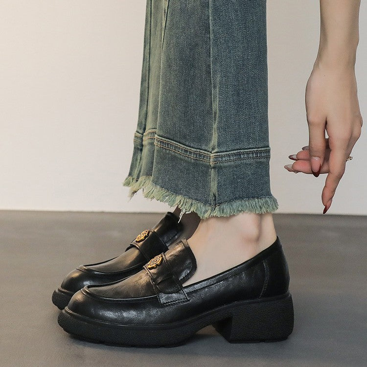 Damen Komfortable Mokassin-Lauflernschuhe mit modischer Schnallen-Applikation EB