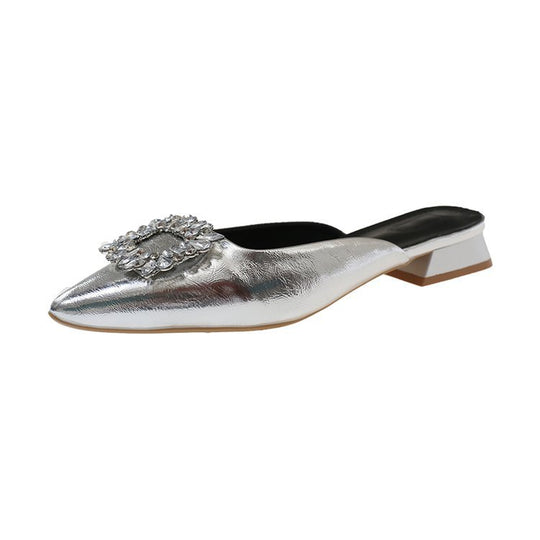 Damen elegante Mules mit funkelnden Strass-Akzenten EB