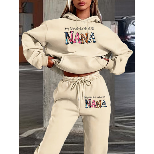 Damen Jogginganzug mit kreativem Schriftzug und bequemer Passform EB