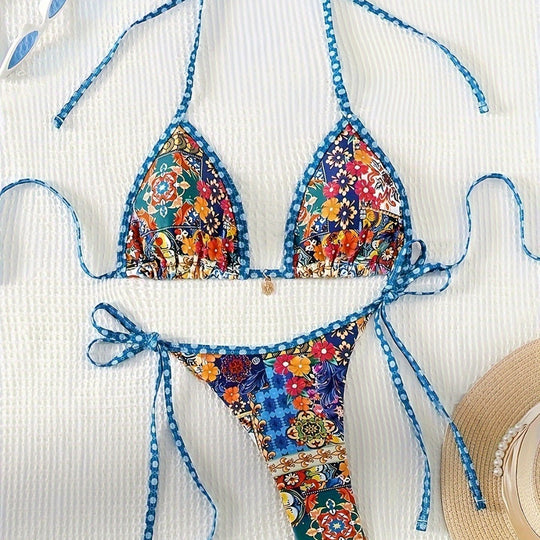 Damen Triangel-Bikini-Set mit floralem Muster EB
