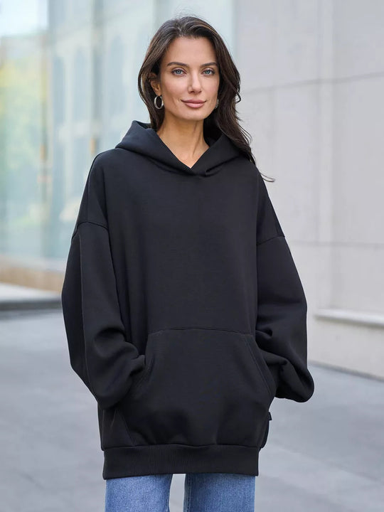Damen Oversized Kapuzenpullover mit extra weitem Schnitt und Kängurutasche EB