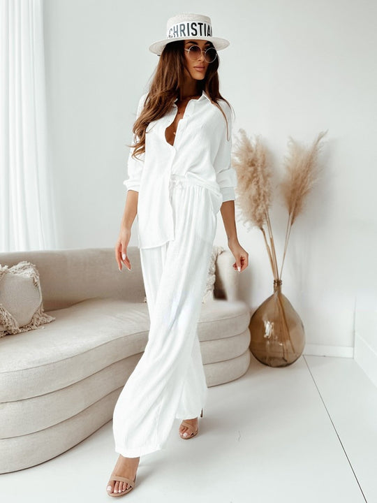 Damen Weit geschnittenes Ensemble mit asymmetrischem Design und elegantem Gürtel EB
