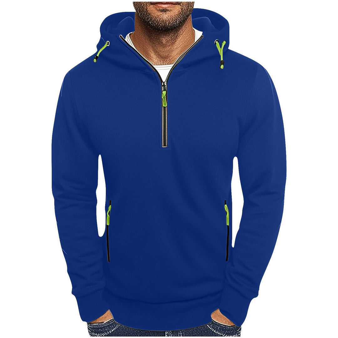 Herren modischer Kapuzenpullover mit zwei Taschen und halbem Reißverschluss EB