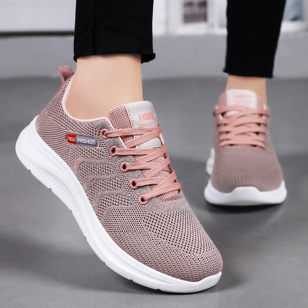Damen Sportliche Freizeit-Sneaker mit atmungsaktiver Mesh-Oberfläche und dämpfender Sohle EB