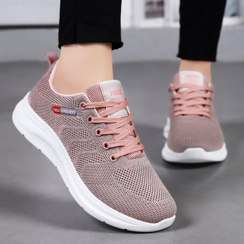 Damen Sportliche Freizeit-Sneaker mit atmungsaktiver Mesh-Oberfläche und dämpfender Sohle EB