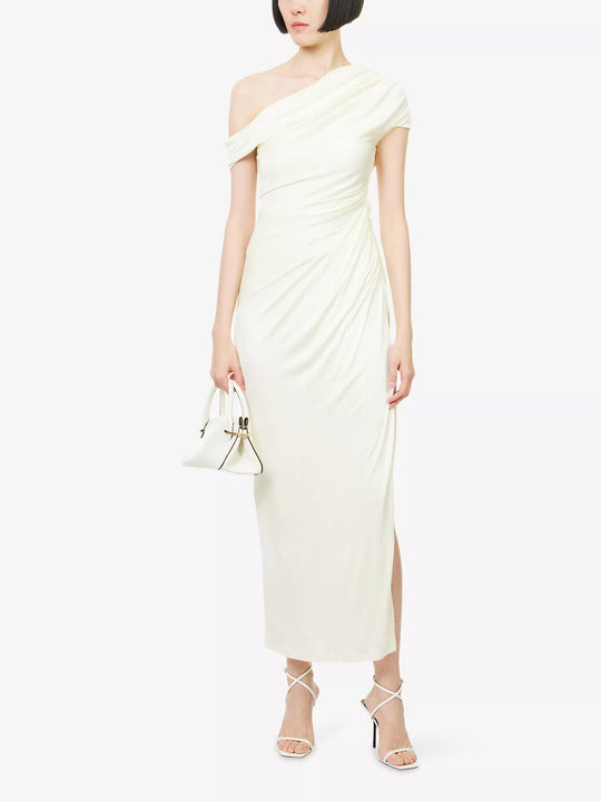 Damen Wickelkleid mit asymmetrischem Oberteil und eleganten Drapierungen EB