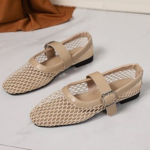 Damen Netzhäusliche Ballerinas mit modischer Schnallenverzierung EB