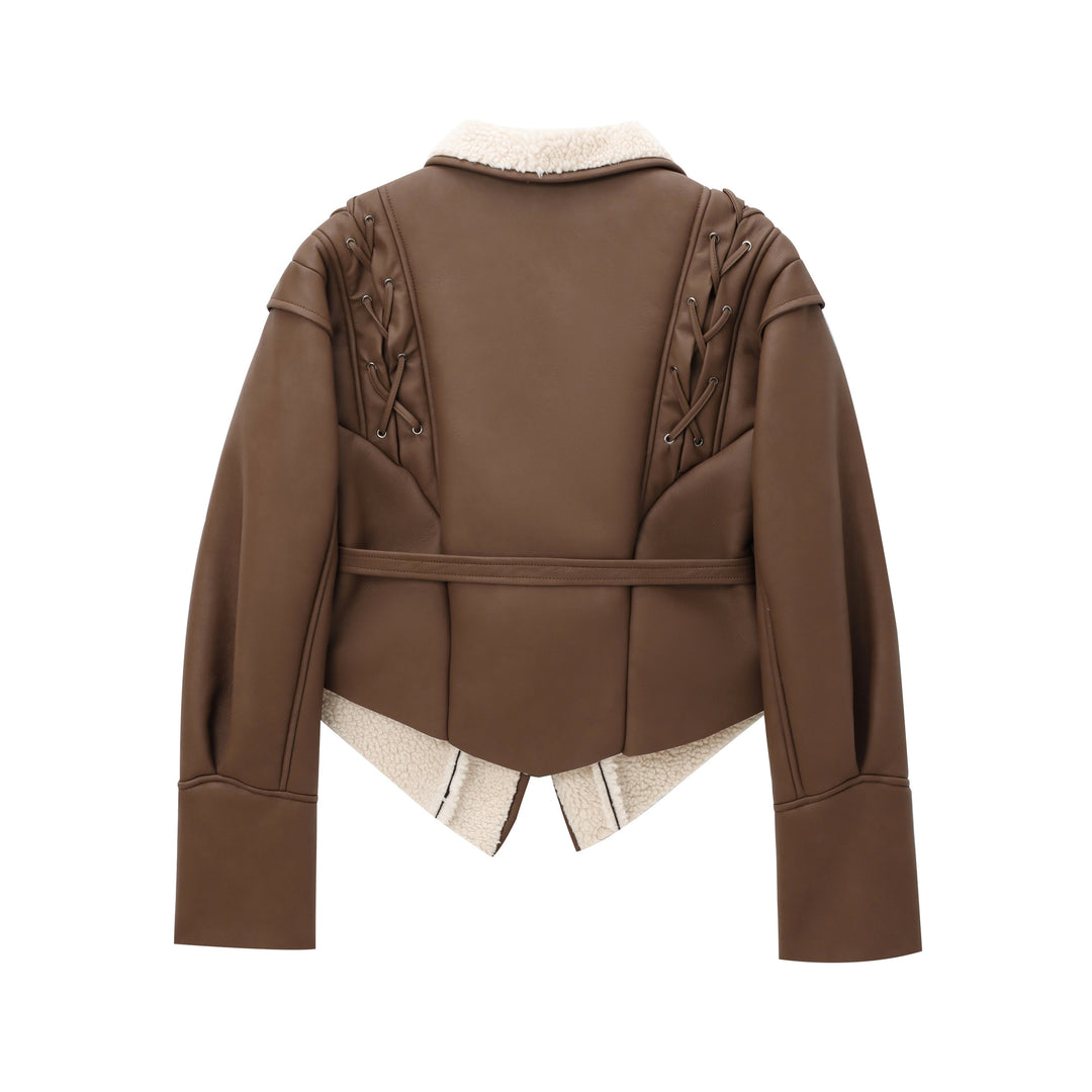 Damen kuschelige Jacke mit elegantem Kragen und gefüttertem Innenleben EB