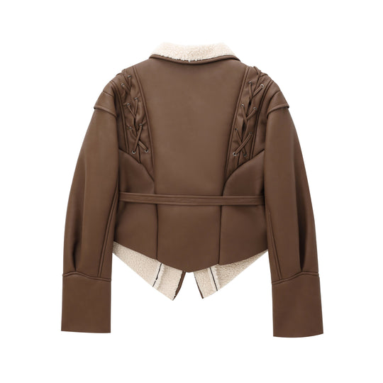 Damen kuschelige Jacke mit elegantem Kragen und gefüttertem Innenleben EB