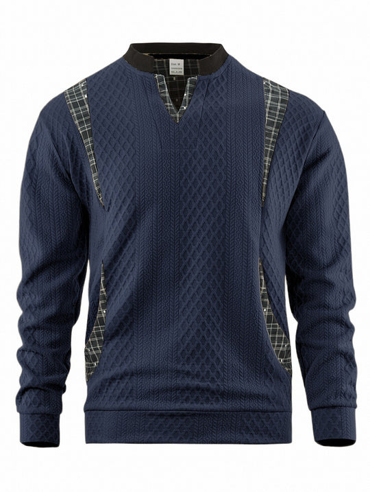 Herren Strickpullover mit modischen Karoelementen EB