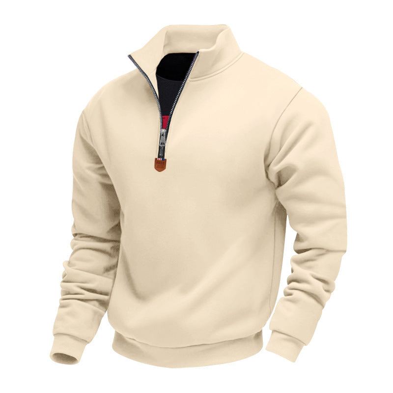 Herren nan Premium-Halbzip-Sweatshirt mit hohem Stehkragen, robustem Reißverschluss und geripptem Saum EB