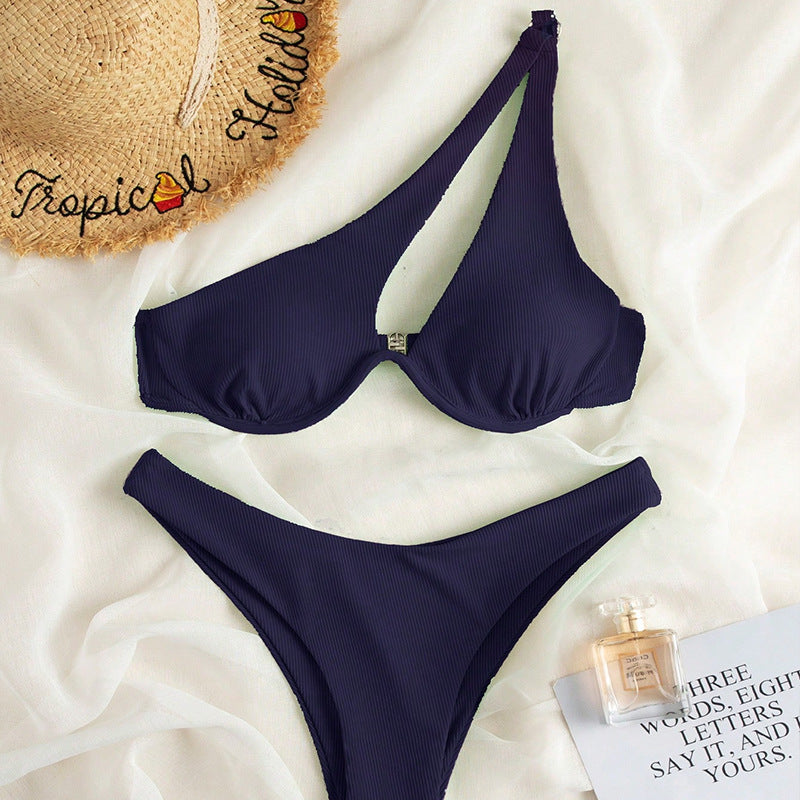 Damen Triangel-Bikini mit asymmetrischem Schnitt und gepolstertem Oberteil EB