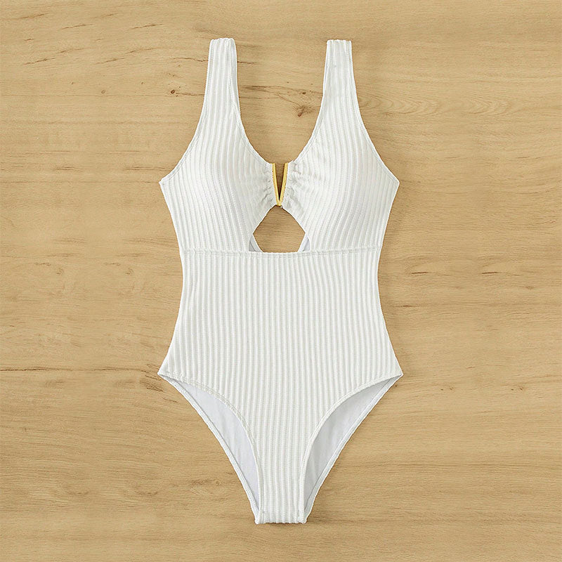 Damen Einteiler Badeanzug mit modernem Cut-Out-Design und strukturiertem Stoff EB