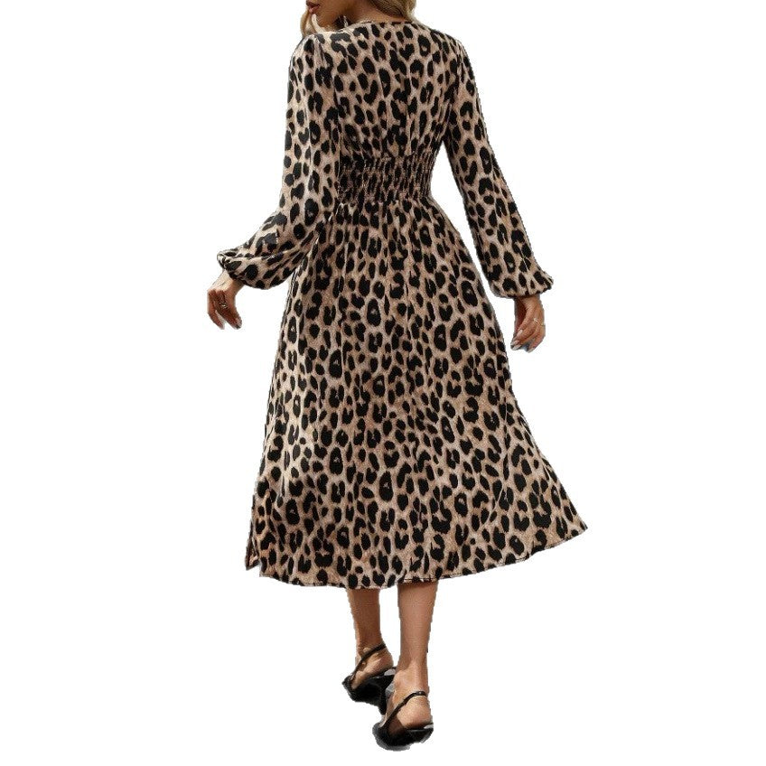 Damen nan Midikleid mit taillierter Raffung, V-Ausschnitt und A-Linie EB