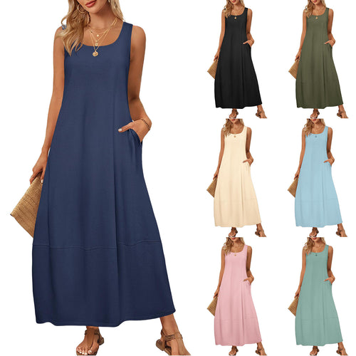 Damen Maxikleid im entspannten Schnitt mit praktischen Taschen EB