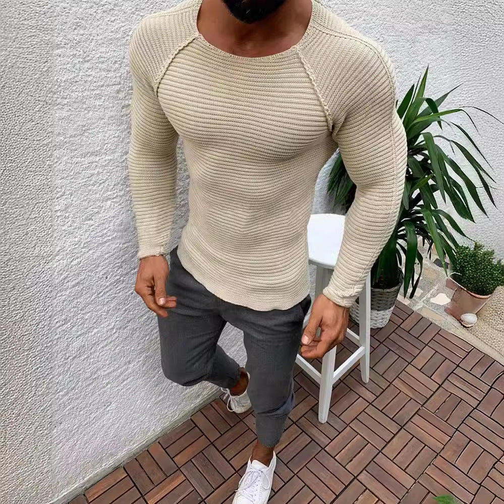 Herren stylisches gestreiftes Langarmshirt EB