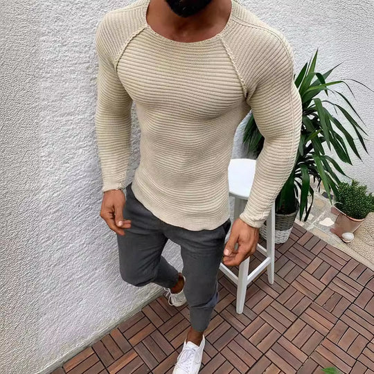 Herren stylisches gestreiftes Langarmshirt EB