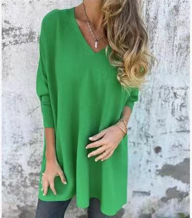 Damen V-Ausschnitt Oversized Pullover EB