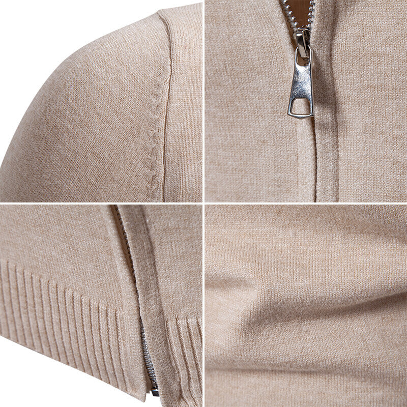 Herren Strickjacke mit modernem Stehkragen und funktionalem Reißverschluss EB